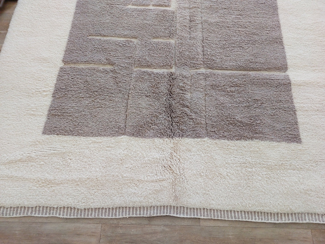 Plush Faded Lavender Moroccan Beni Mrirt Rug - Handwoven Neutral Berber Rug For Contemporary Living Spaces MoroccanBazzArts