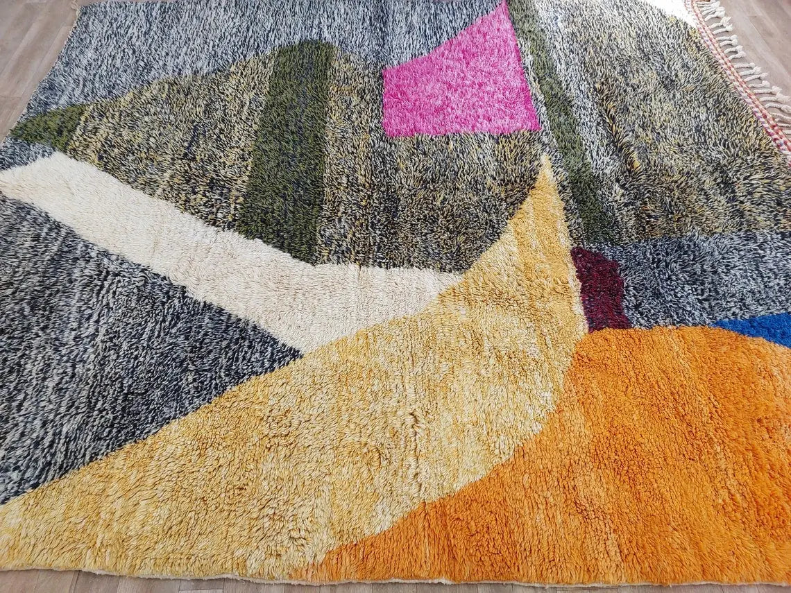 Handwoven Berber Shag Rug With Modern Charm - Artisan Moroccan Design MoroccanBazzArts