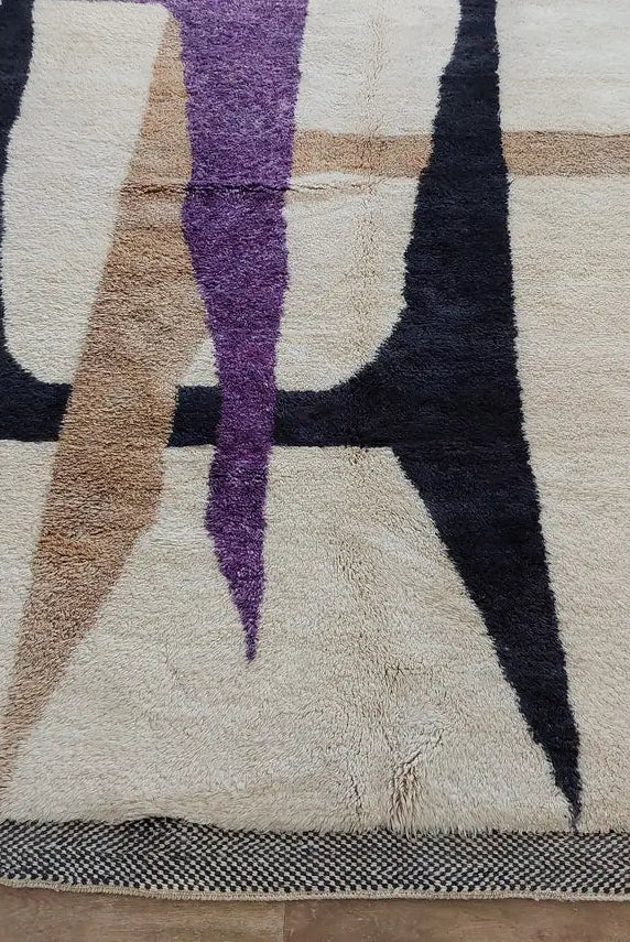 Craftsmanship Carpet Moroccan Wool Rug 7x10: Handknotted Beni Mrirt Geometric Large Area Rug MoroccanBazzArts
