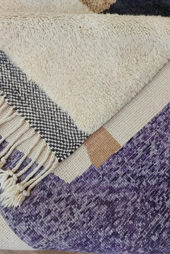 Craftsmanship Carpet Moroccan Wool Rug 7x10: Handknotted Beni Mrirt Geometric Large Area Rug MoroccanBazzArts