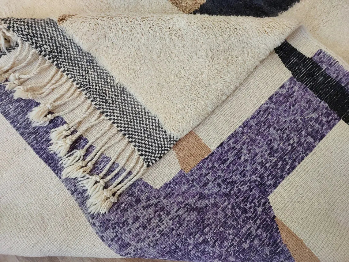 Craftsmanship Carpet Moroccan Wool Rug 7x10: Handknotted Beni Mrirt Geometric Large Area Rug MoroccanBazzArts