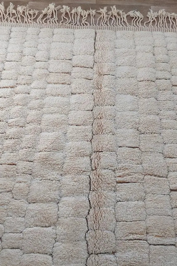 Authentic Moroccan Beni Mrirt Rug: Hand-knotted Neutral Berber Rug For Bohemian Home Decor MoroccanBazzArts