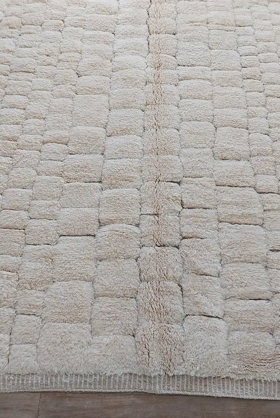 Authentic Moroccan Beni Mrirt Rug: Hand-knotted Neutral Berber Rug For Bohemian Home Decor MoroccanBazzArts