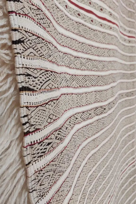 Beni Ourain Blanket Wool: Vintage Moroccan Handira, Authentic Berber Tribal Textile, Tassel Decor MoroccanBazzArts