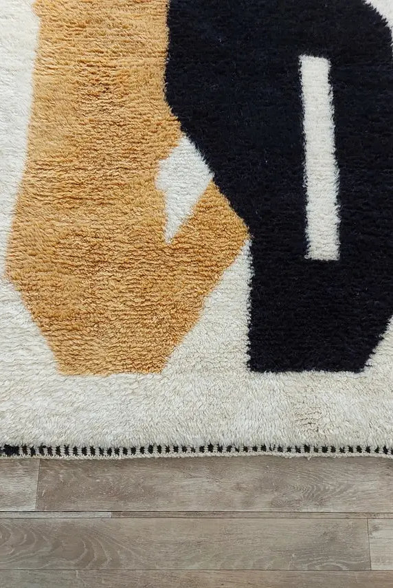 Authentic Moroccan Beni Mrirt Rug , Handwoven Wool Area Rug - 3.5x5.2 Contemporary Neutral Berber Rug Living Room Decor MoroccanBazzArts