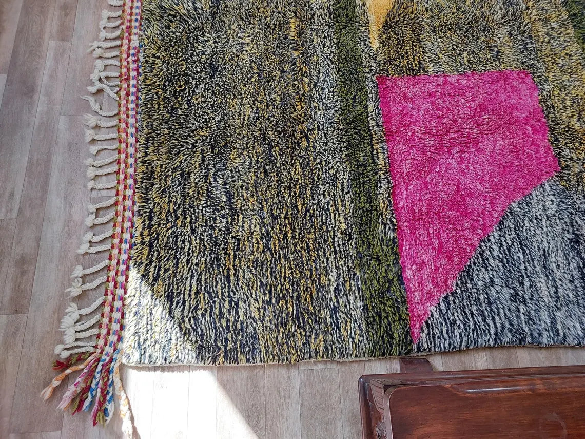 Handwoven Berber Shag Rug With Modern Charm - Artisan Moroccan Design MoroccanBazzArts
