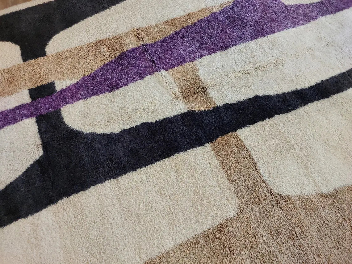 Craftsmanship Carpet Moroccan Wool Rug 7x10: Handknotted Beni Mrirt Geometric Large Area Rug MoroccanBazzArts