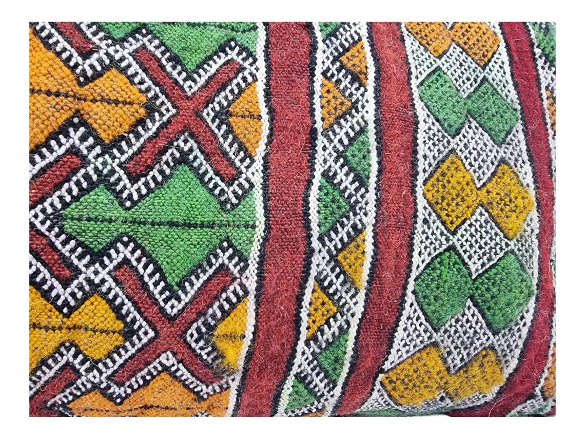 Handmade Vintage Moroccan Berber Lumbar Pillow - Authentic Bohemian Double-Sided Cushion Cover 13x35 MoroccanBazzArts