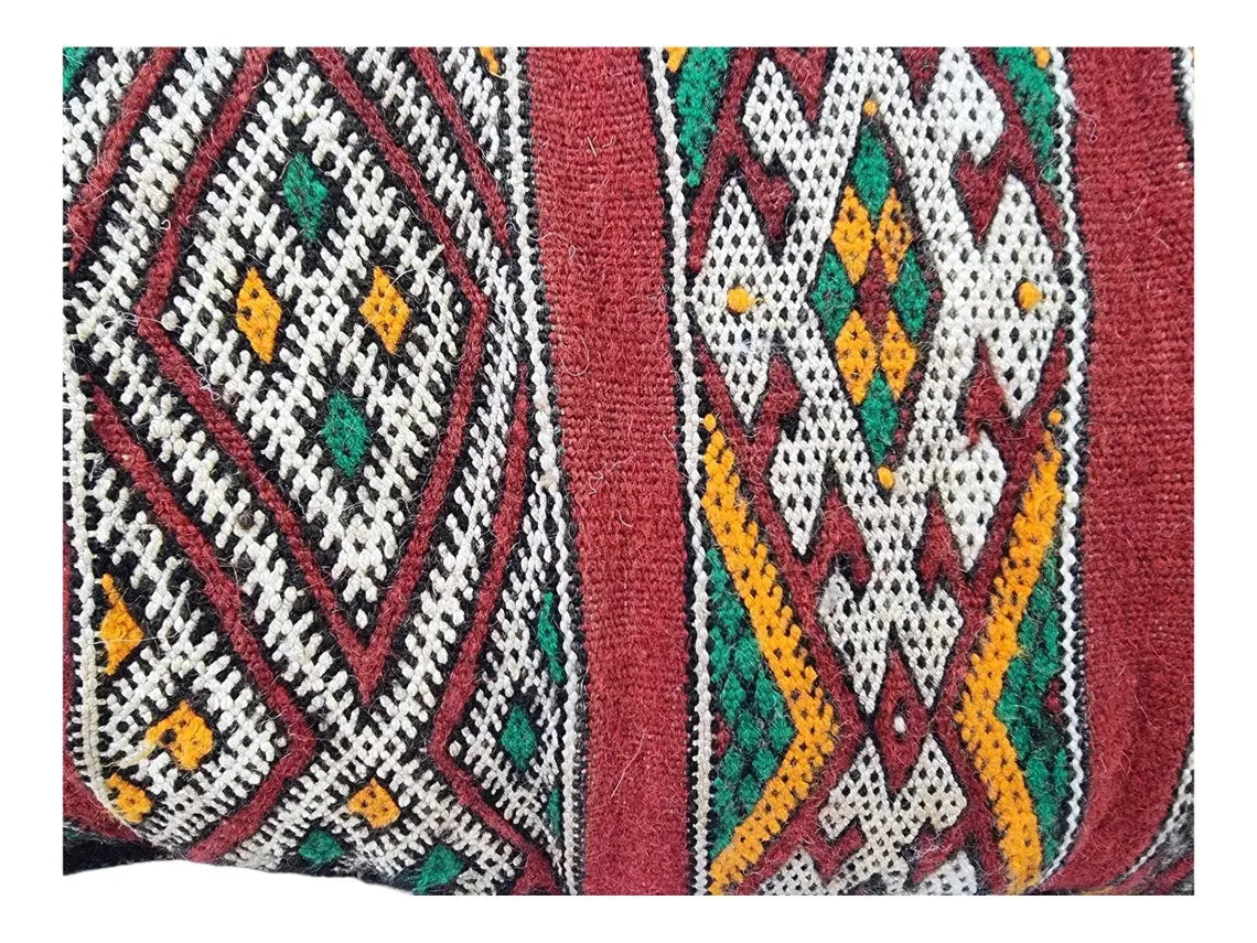Authentic Vintage Moroccan Berber Lumbar Pillow - Handmade Bohemian Double-Sided Cushion Cover 12x26 MoroccanBazzArts