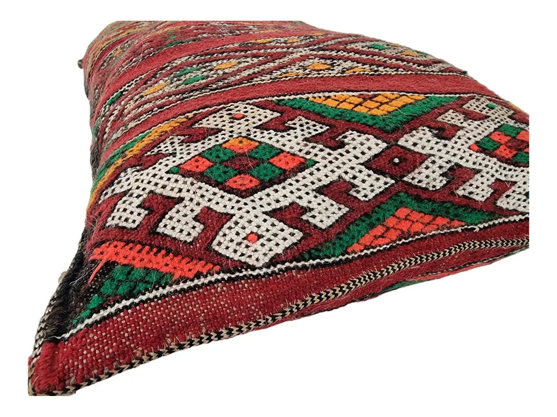 Authentic Vintage Moroccan Berber Lumbar Pillow - Handmade Bohemian Double-Sided Cushion Cover 12x26 MoroccanBazzArts