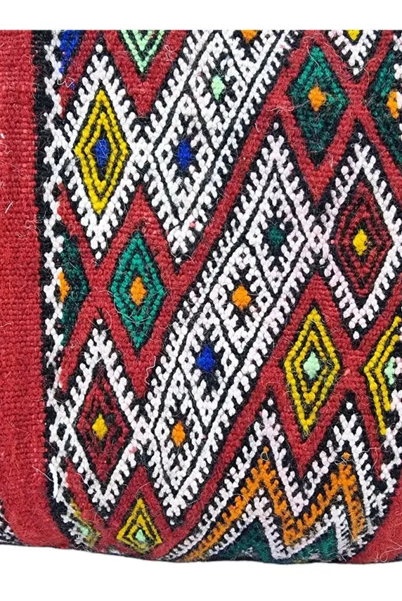 Stunning Vintage Moroccan Lumbar Pillow - Handmade Berber Cushion - Double Sided Berber Lumbar Case - Authentic Bohemian Pillow. 14x35 Inch MoroccanBazzArts