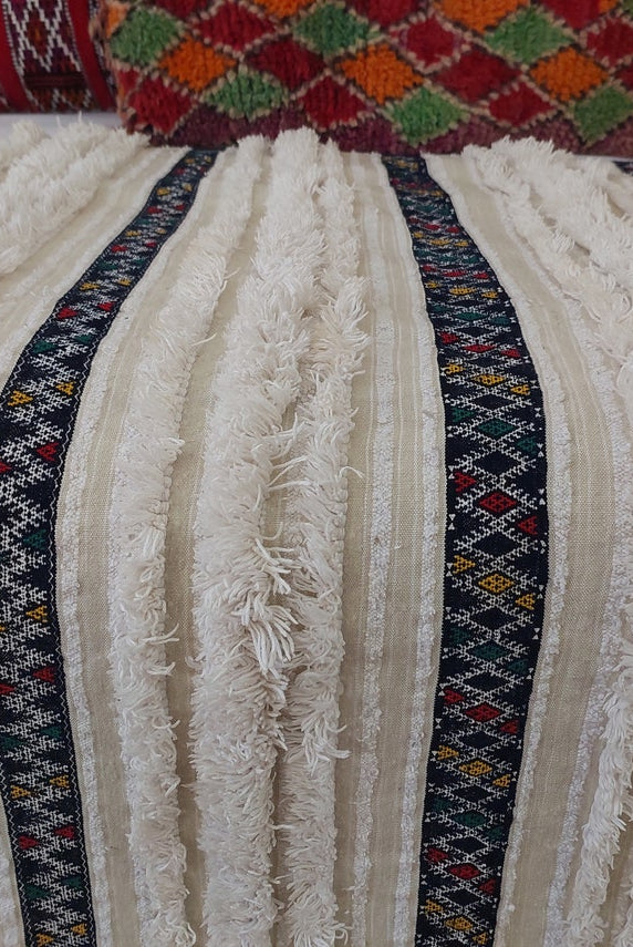 Vintage Moroccan Berber Wedding Blanket - Authentic Handira Throw Without Sequins - Unique Home Decor MoroccanBazzArts