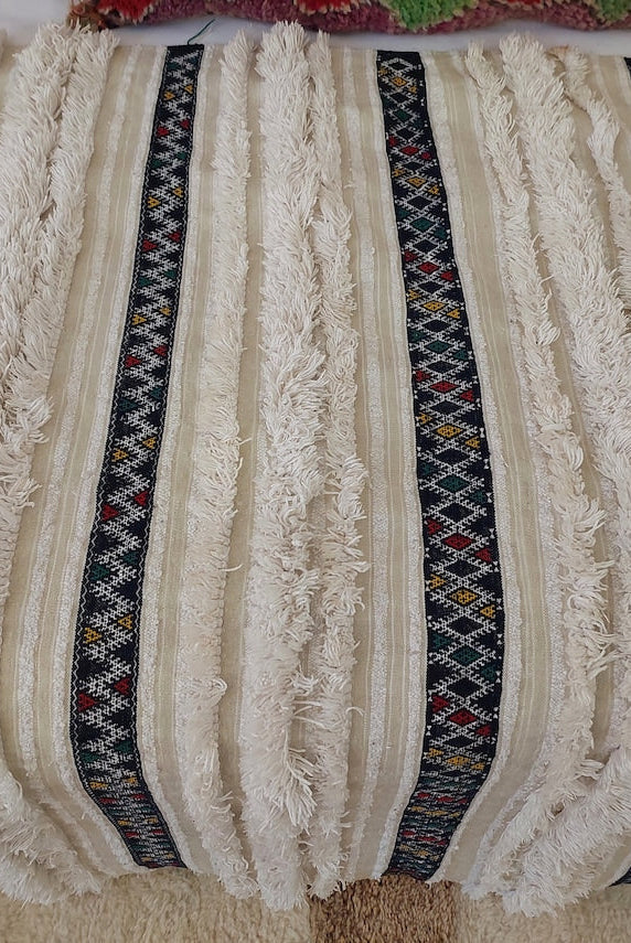 Vintage Moroccan Berber Wedding Blanket - Authentic Handira Throw Without Sequins - Unique Home Decor MoroccanBazzArts