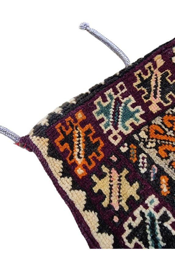 Unique Moroccan Berber Hand Knotted Wool Saddle Bag from Rabat Zaer Tribe MoroccanBazzArts