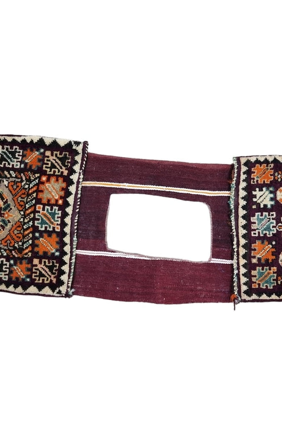 Unique Moroccan Berber Hand Knotted Wool Saddle Bag from Rabat Zaer Tribe MoroccanBazzArts
