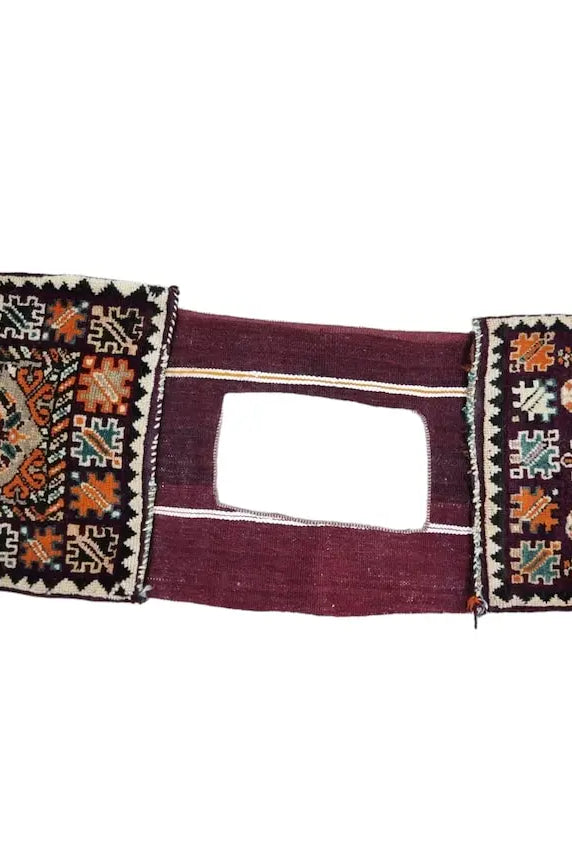 Unique Moroccan Berber Hand Knotted Wool Saddle Bag from Rabat Zaer Tribe MoroccanBazzArts