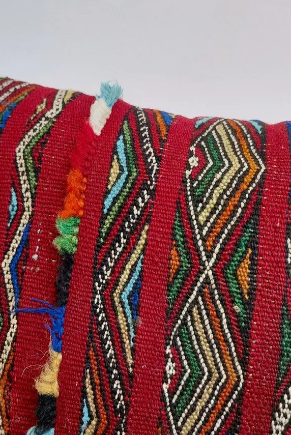 Authentic 13x31 Moroccan Kilim Lumbar Cushion - Vintage Berber Pillow Case MoroccanBazzArts