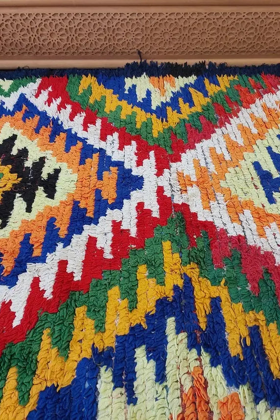 Small Moroccan Rug Runner - Vintage Azilal Rug - Hand Woven Bedside Rug - Boucherouite Rug - Moroccan Rug 217 Cm X 126 Cm MoroccanBazzArts