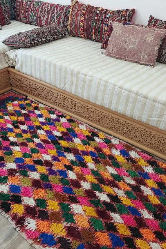 Small Moroccan Rug Runner - Vintage Azilal Rug - Handknotted Rug- Colorful Moroccan Rug - Boucherouite Rug - 3.1x7.8ft MoroccanBazzArts