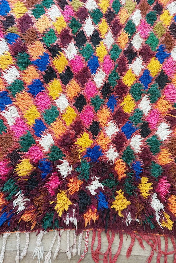 Small Moroccan Rug Runner - Vintage Azilal Rug - Handknotted Rug- Colorful Moroccan Rug - Boucherouite Rug - 3.1x7.8ft MoroccanBazzArts