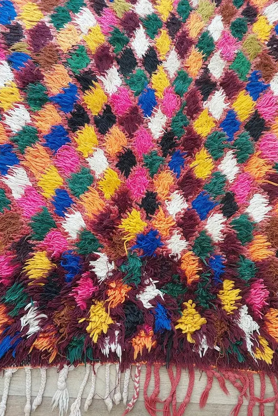 Small Moroccan Rug Runner - Vintage Azilal Rug - Handknotted Rug- Colorful Moroccan Rug - Boucherouite Rug - 3.1x7.8ft MoroccanBazzArts