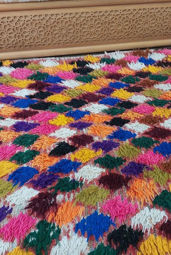 Small Moroccan Rug Runner - Vintage Azilal Rug - Handknotted Rug- Colorful Moroccan Rug - Boucherouite Rug - 3.1x7.8ft MoroccanBazzArts