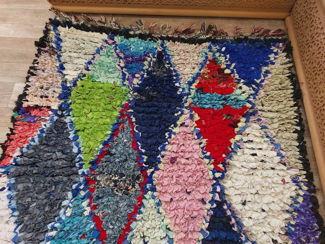 Authentic Moroccan Rug - Handmade Boucherouite Rug - Colorful Bohemian Rug MoroccanBazzArts