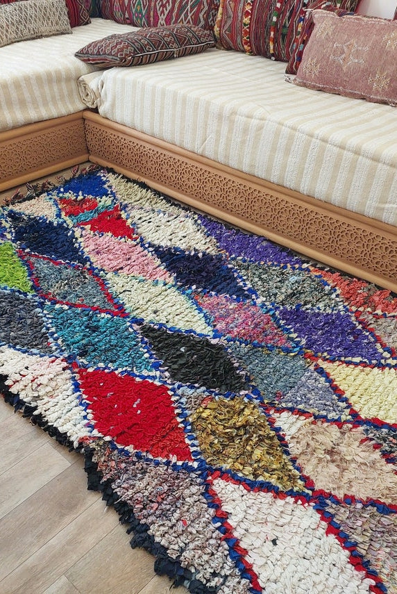 Authentic Moroccan Rug - Handmade Boucherouite Rug - Colorful Bohemian Rug MoroccanBazzArts