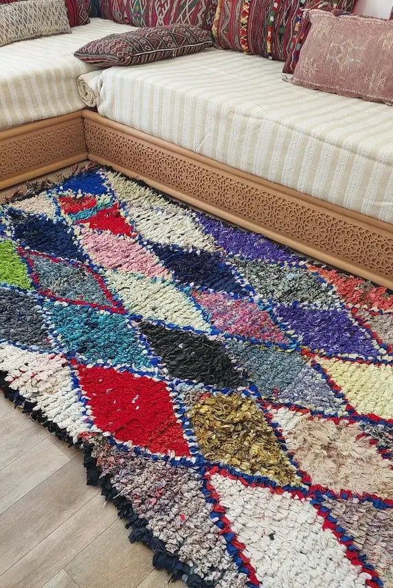 Authentic Moroccan Rug - Handmade Boucherouite Rug - Colorful Bohemian Rug MoroccanBazzArts