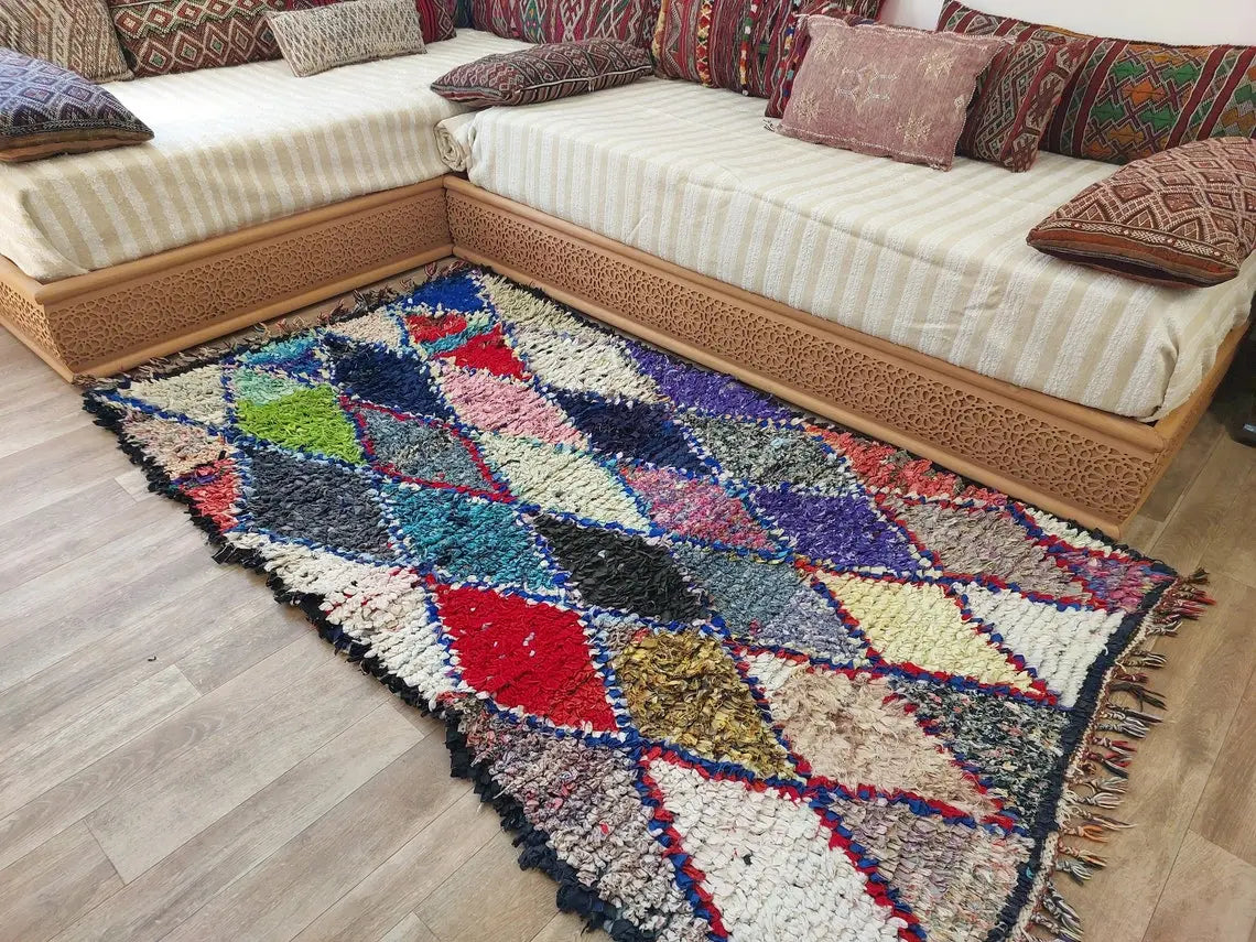 Authentic Moroccan Rug - Handmade Boucherouite Rug - Colorful Bohemian Rug MoroccanBazzArts