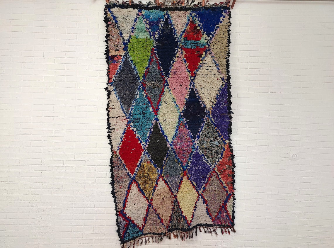 Authentic Moroccan Rug - Handmade Boucherouite Rug - Colorful Bohemian Rug MoroccanBazzArts