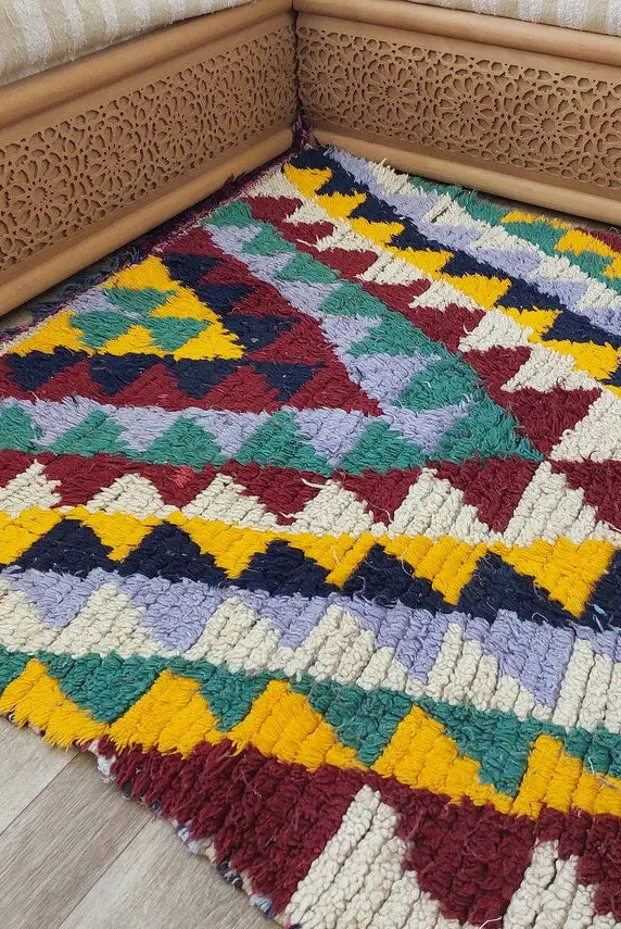 Moroccan Runner Rug - Azilal Style - Soft Rug - Bedside Rug, Moroccan Rug - Boucherouite Rug 274 X 107 Cm MoroccanBazzArts