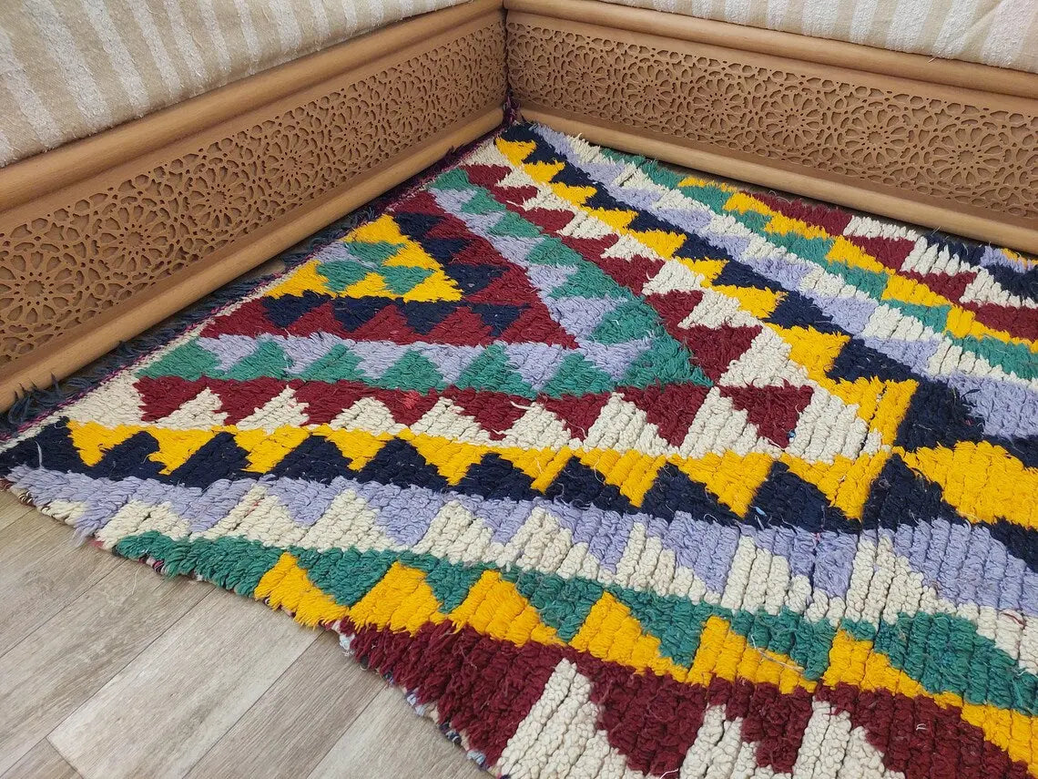 Moroccan Runner Rug - Azilal Style - Soft Rug - Bedside Rug, Moroccan Rug - Boucherouite Rug 274 X 107 Cm MoroccanBazzArts