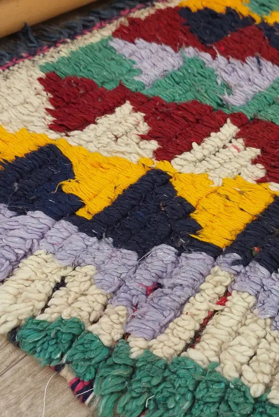 Moroccan Runner Rug - Azilal Style - Soft Rug - Bedside Rug, Moroccan Rug - Boucherouite Rug 274 X 107 Cm MoroccanBazzArts