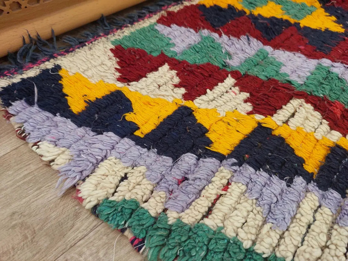 Moroccan Runner Rug - Azilal Style - Soft Rug - Bedside Rug, Moroccan Rug - Boucherouite Rug 274 X 107 Cm MoroccanBazzArts