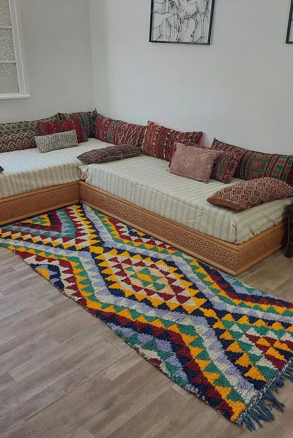 Moroccan Runner Rug - Azilal Style - Soft Rug - Bedside Rug, Moroccan Rug - Boucherouite Rug 274 X 107 Cm MoroccanBazzArts