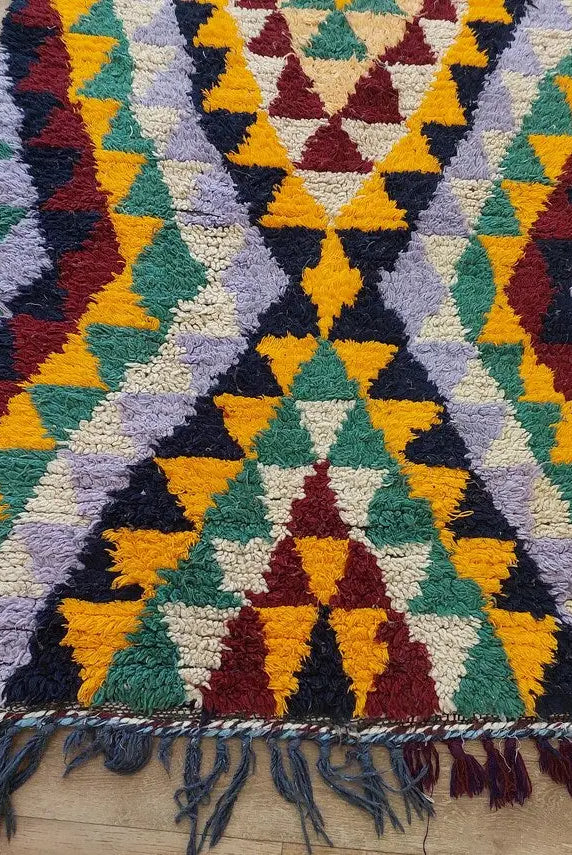 Moroccan Runner Rug - Azilal Style - Soft Rug - Bedside Rug, Moroccan Rug - Boucherouite Rug 274 X 107 Cm MoroccanBazzArts