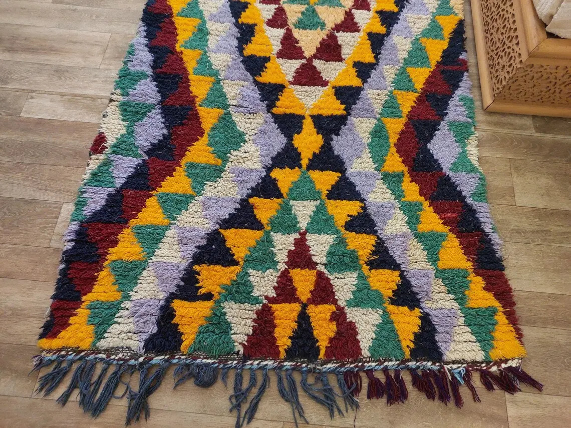 Moroccan Runner Rug - Azilal Style - Soft Rug - Bedside Rug, Moroccan Rug - Boucherouite Rug 274 X 107 Cm MoroccanBazzArts