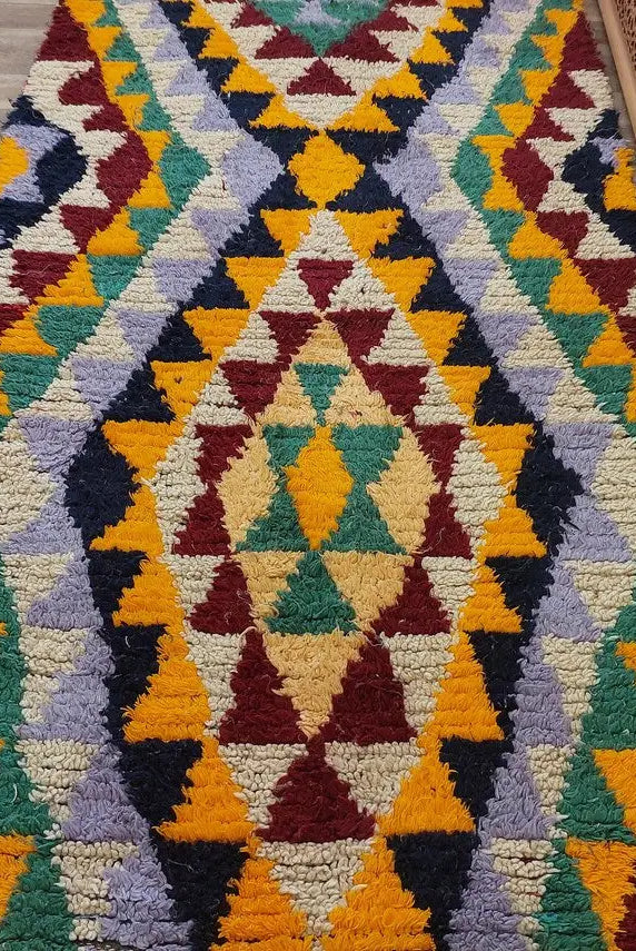 Moroccan Runner Rug - Azilal Style - Soft Rug - Bedside Rug, Moroccan Rug - Boucherouite Rug 274 X 107 Cm MoroccanBazzArts