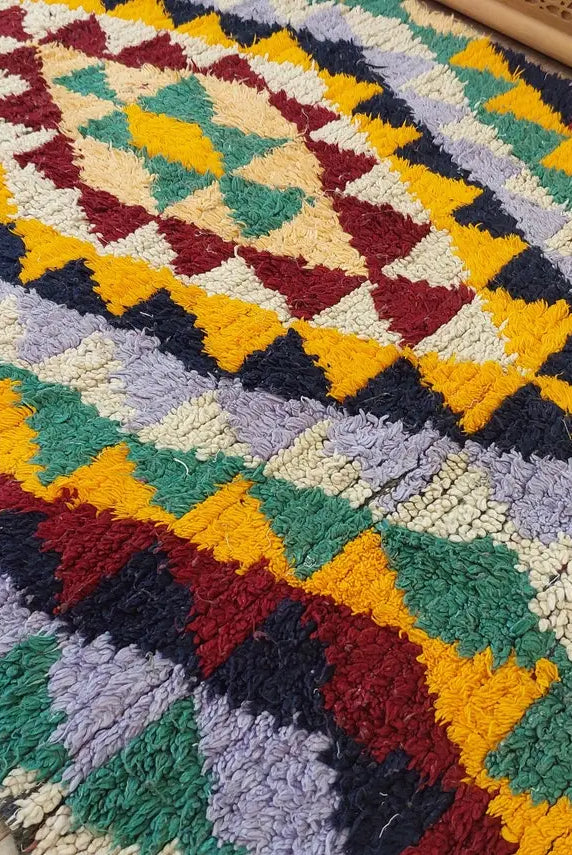 Moroccan Runner Rug - Azilal Style - Soft Rug - Bedside Rug, Moroccan Rug - Boucherouite Rug 274 X 107 Cm MoroccanBazzArts