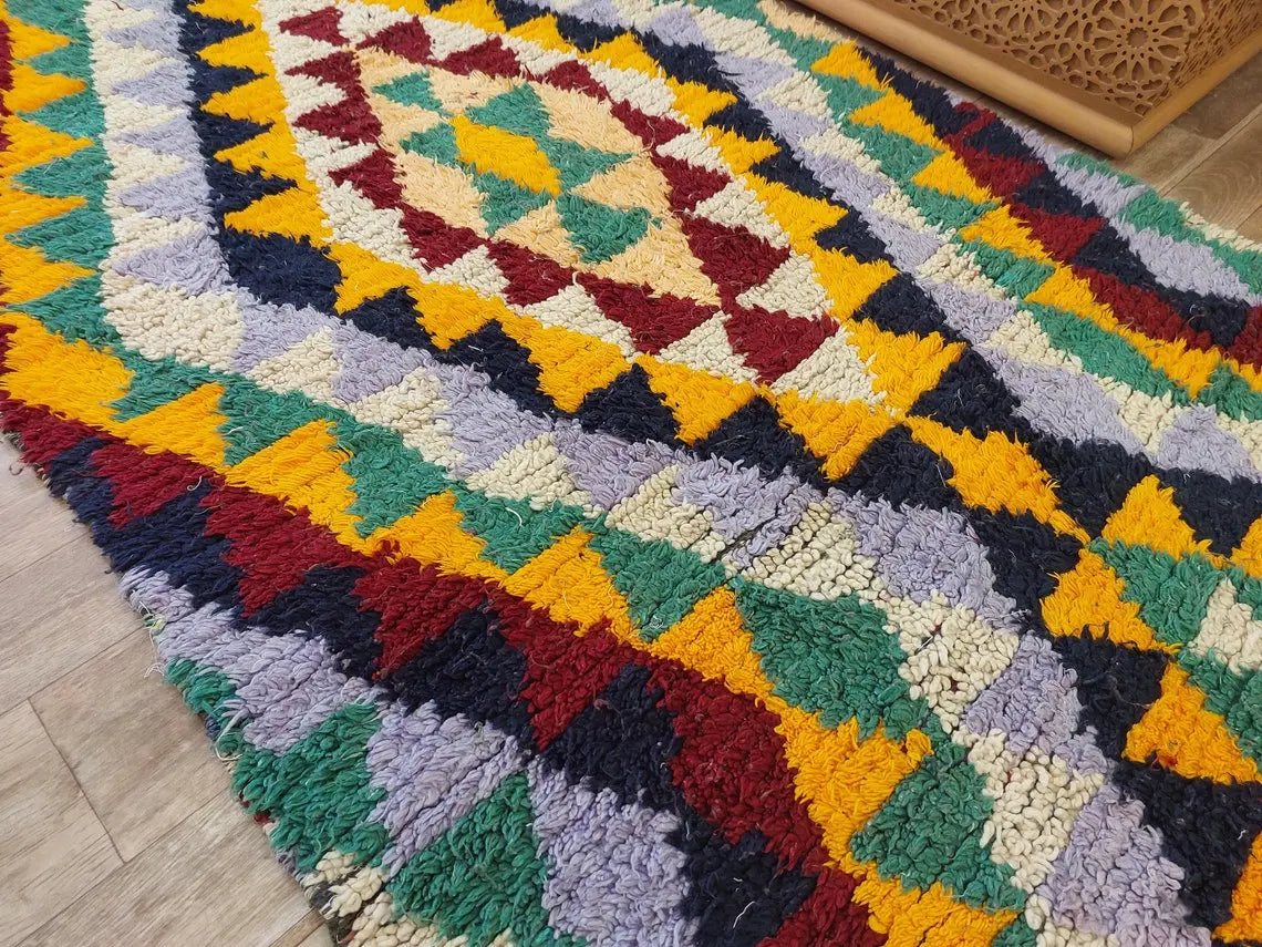 Moroccan Runner Rug - Azilal Style - Soft Rug - Bedside Rug, Moroccan Rug - Boucherouite Rug 274 X 107 Cm MoroccanBazzArts