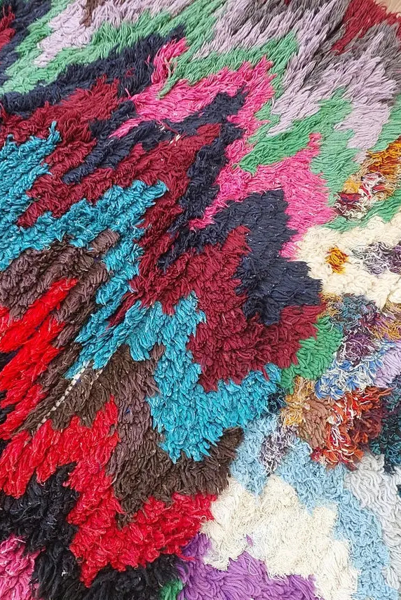 Authentic Berber Art Runner Rug. Handmade Boucherouite Rug. Colorful Runner Rug. MoroccanBazzArts