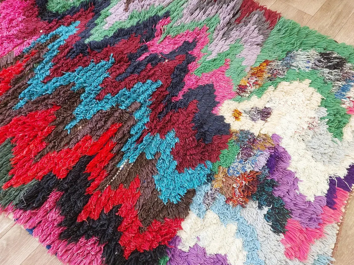 Authentic Berber Art Runner Rug. Handmade Boucherouite Rug. Colorful Runner Rug. MoroccanBazzArts