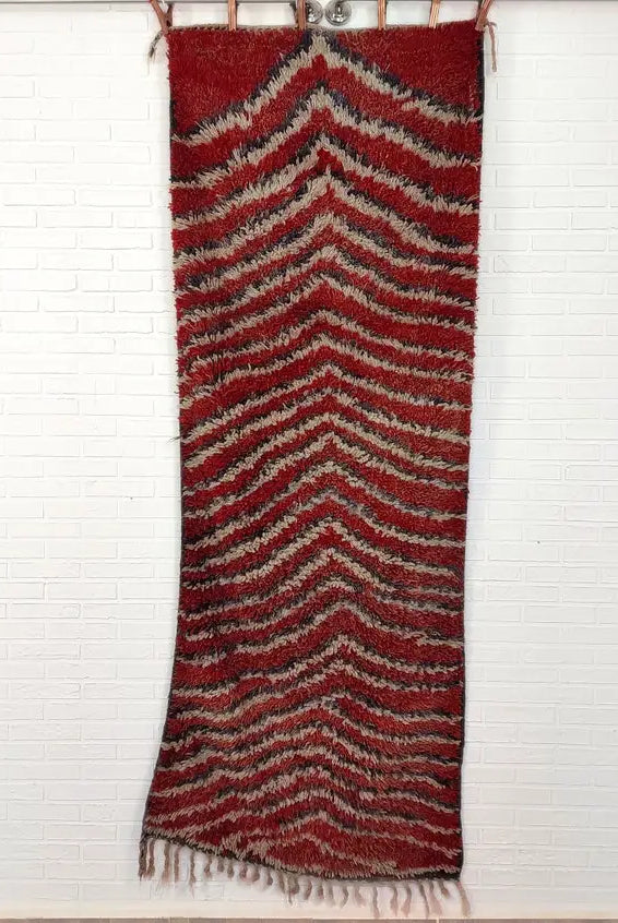 Small Moroccan Rug Runner, Vintage Azilal Rug - Hand Woven Bedside Rug- Runner Rug- Moroccan Rug 2.10x7.2ft MoroccanBazzArts
