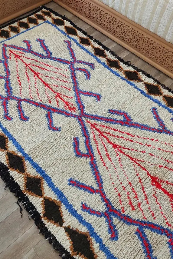 Vintage Moroccan Azilal Berber Rug - Small Handwoven Artisan Carpet For Living Room Or Entryway MoroccanBazzArts