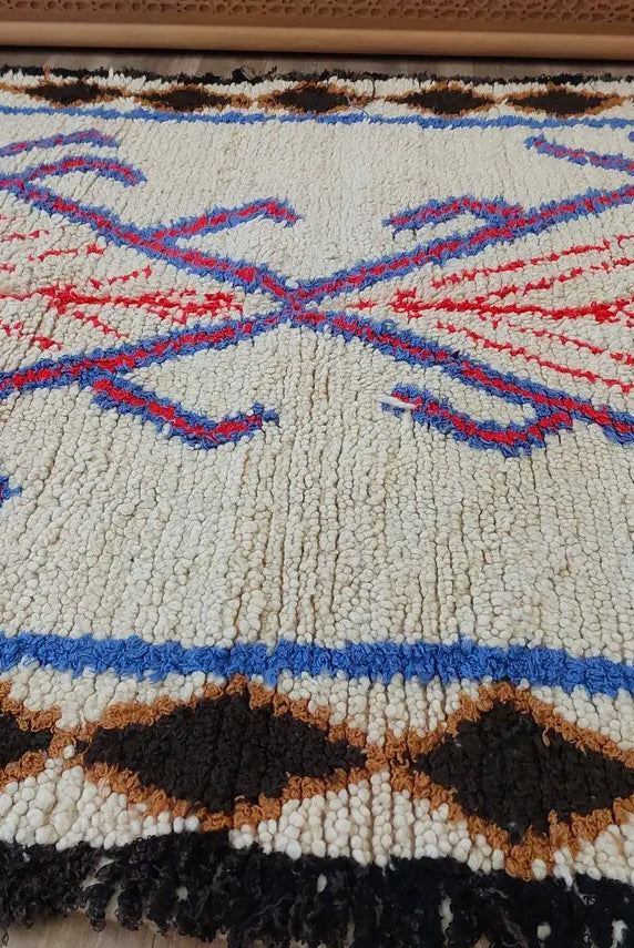 Vintage Moroccan Azilal Berber Rug - Small Handwoven Artisan Carpet For Living Room Or Entryway MoroccanBazzArts