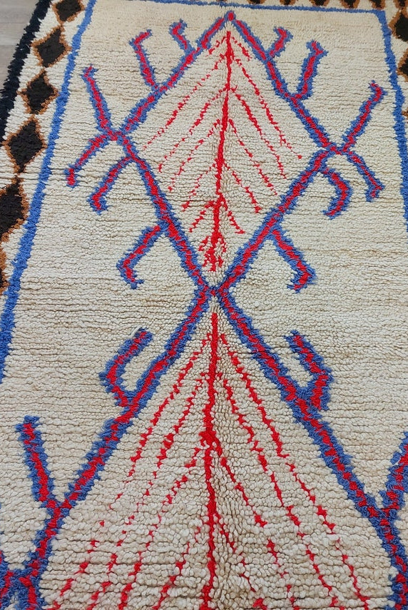 Vintage Moroccan Azilal Berber Rug - Small Handwoven Artisan Carpet For Living Room Or Entryway MoroccanBazzArts
