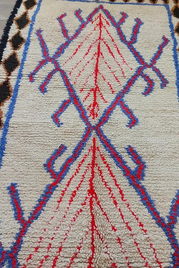 Vintage Moroccan Azilal Berber Rug - Small Handwoven Artisan Carpet For Living Room Or Entryway MoroccanBazzArts