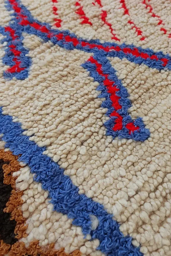 Vintage Moroccan Azilal Berber Rug - Small Handwoven Artisan Carpet For Living Room Or Entryway MoroccanBazzArts