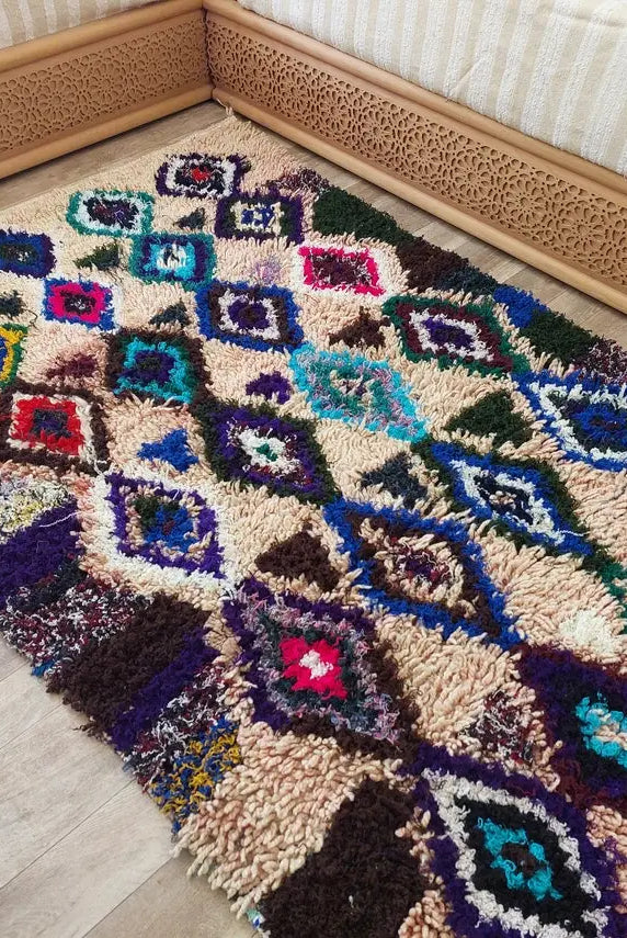 Vintage Moroccan Art Rug: Small 3.6x5.9ft Handmade Berber Carpet For Wall Hanging Or Floor Decor MoroccanBazzArts